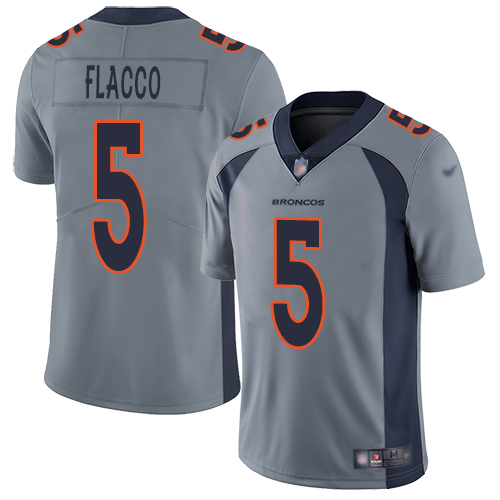 Men Denver Broncos #5 Joe Flacco Limited Silver Inverted Legend Football NFL Jersey
